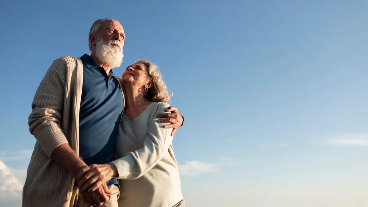 Retired couple spending time together in nature