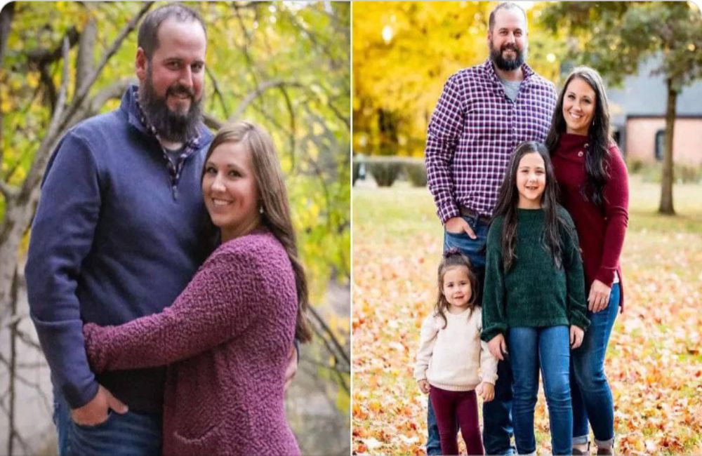 A collage of Ashley Summers with her family