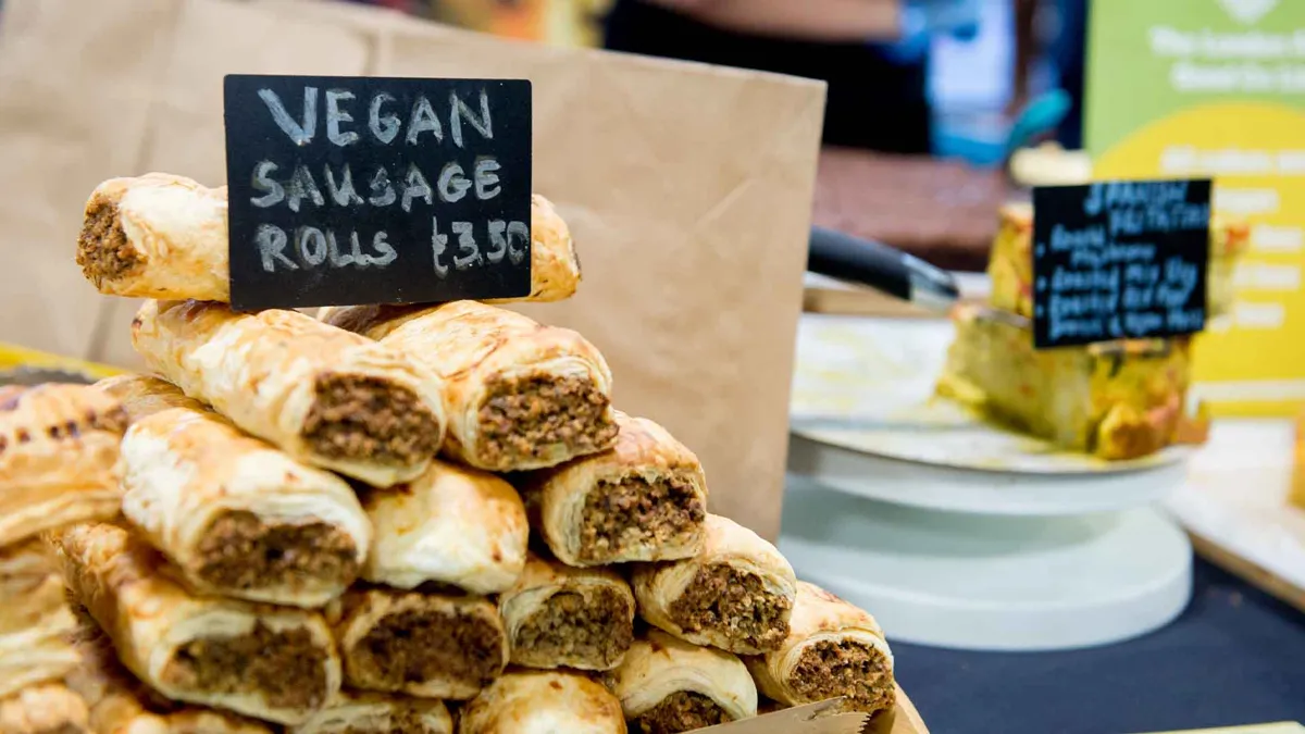 Vegan sausage rolls for sale during Plant Powered Expo 2020