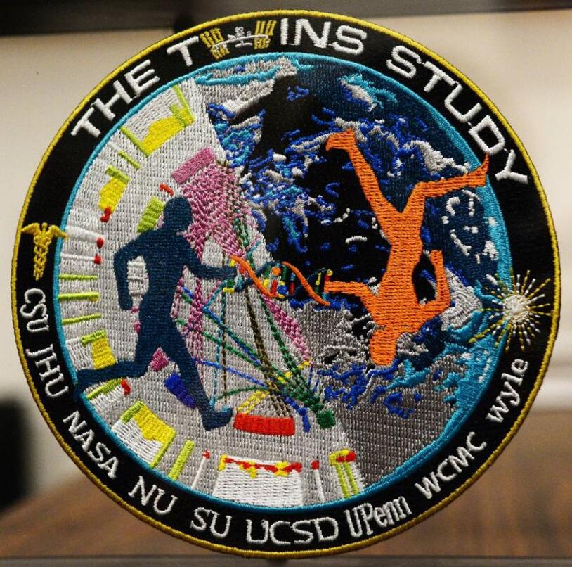 An embroidered NASA Twins Study mission patch