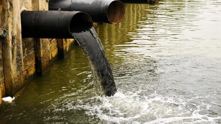 Water leaving a pipe; illustrative archive photograph.