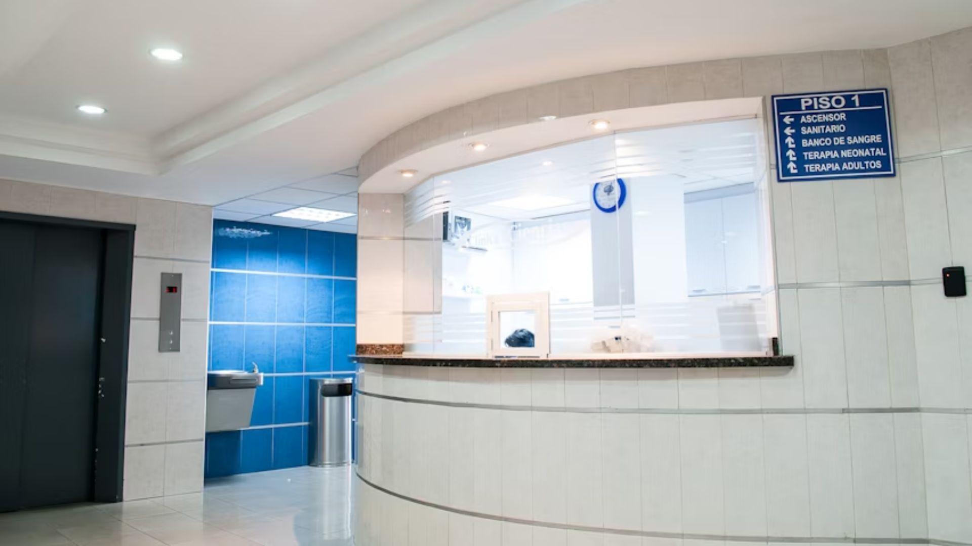 A hospital reception desk; illustrative archive photograph.