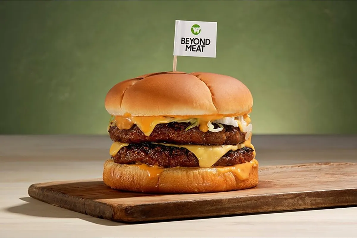 Promotional photograph by Beyond Meat of their plant-based burger