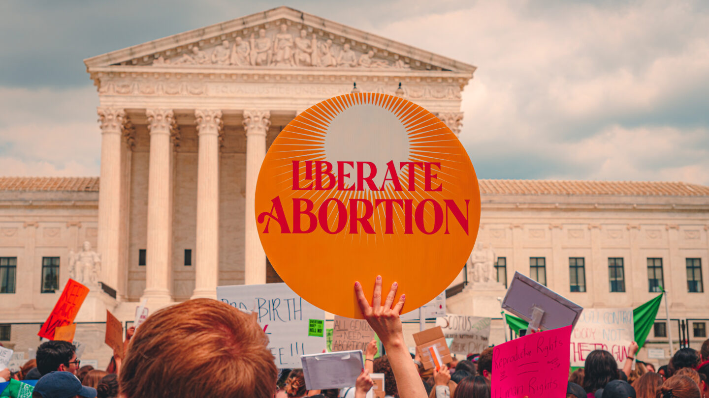 An abortion-rights demonstration outside the United States Supreme Court