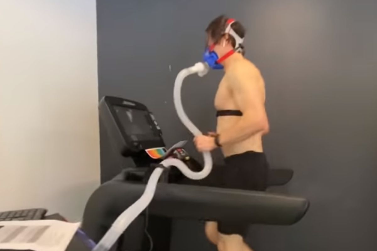 Bryan Johnson on a treadmill during a measured exercise test
