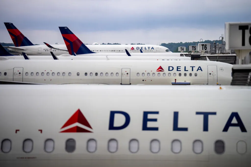 Delta Airplanes parked in an airport