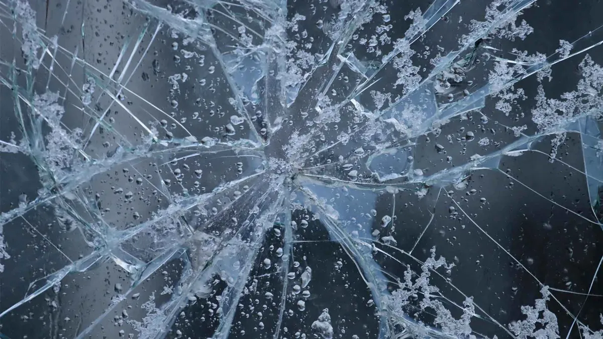 Water Droplets on Cracked Glass