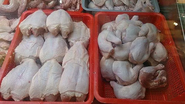 Raw chicken for sale.