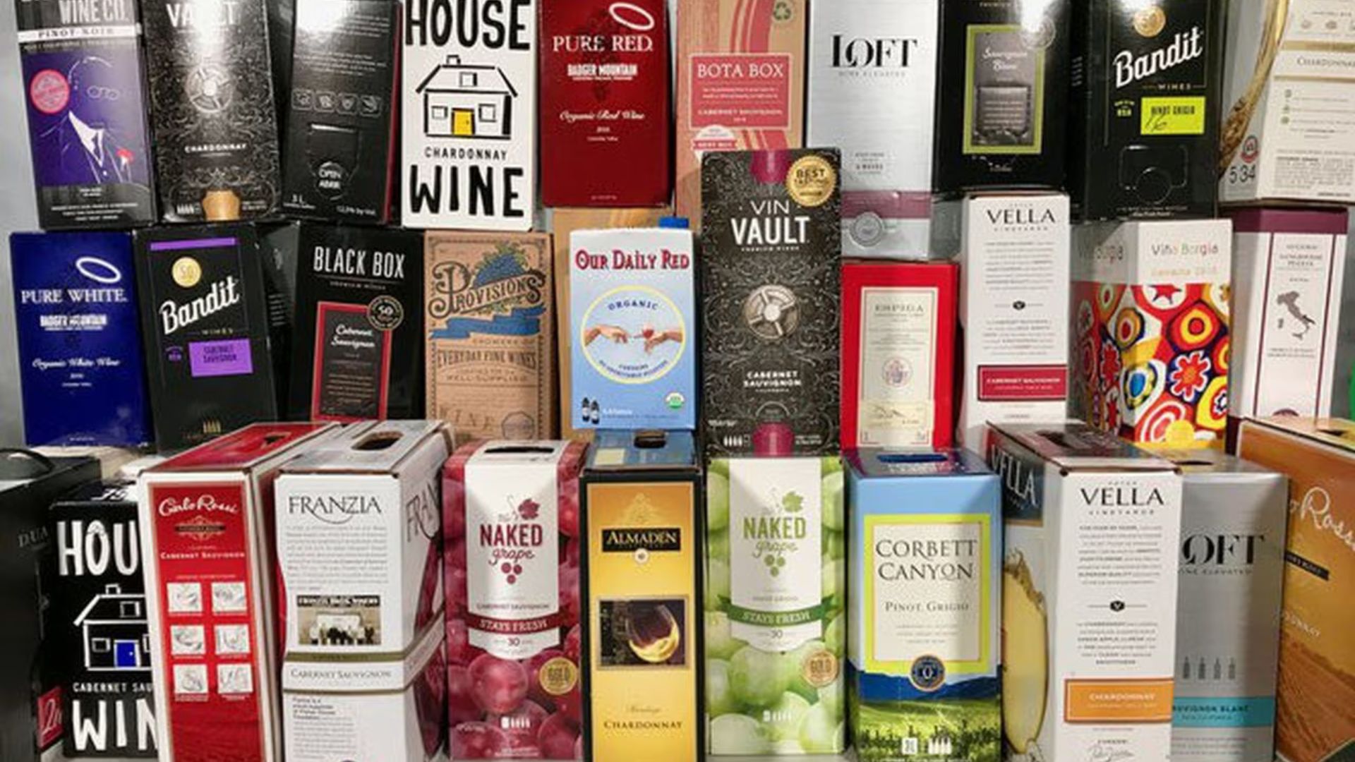 Assortment of boxed wine packages