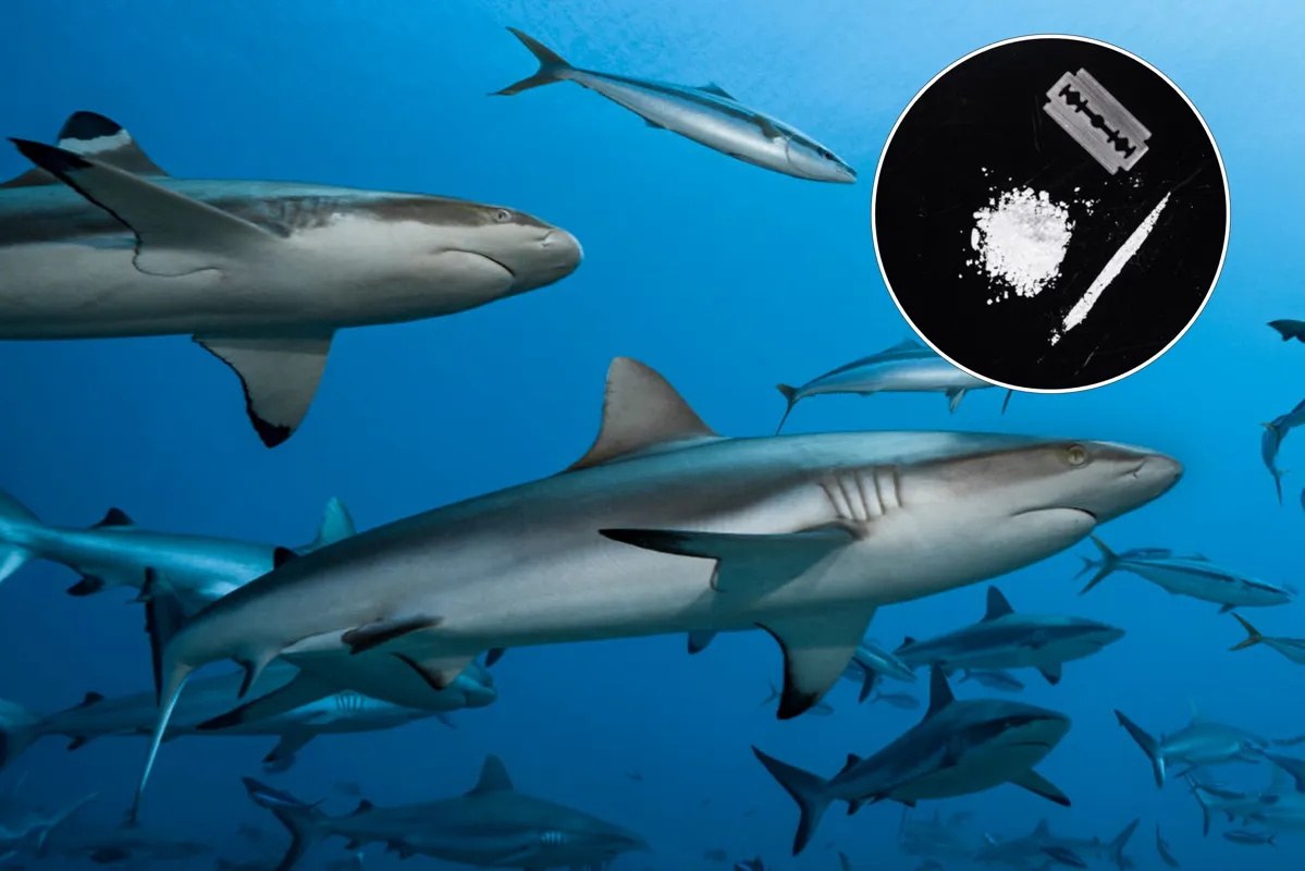 Group of sharks swimming in the ocean