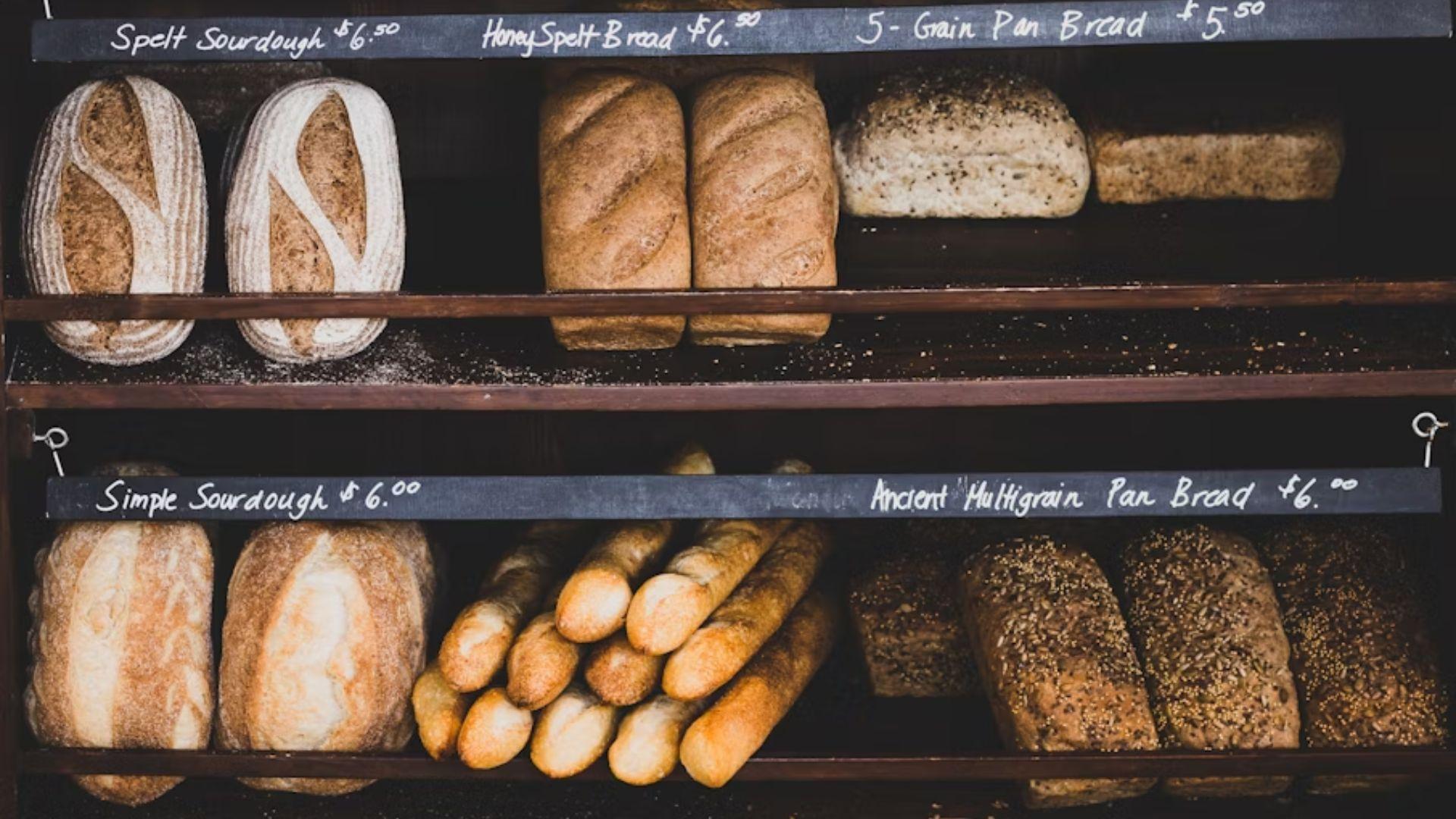 Bread on bakery shelves; illustrative archive photograph, not confirmed recalled loaves.
