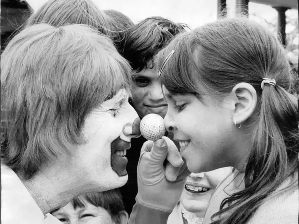 Ronald McDonald playing with kids at McDonald’s in the 1970s