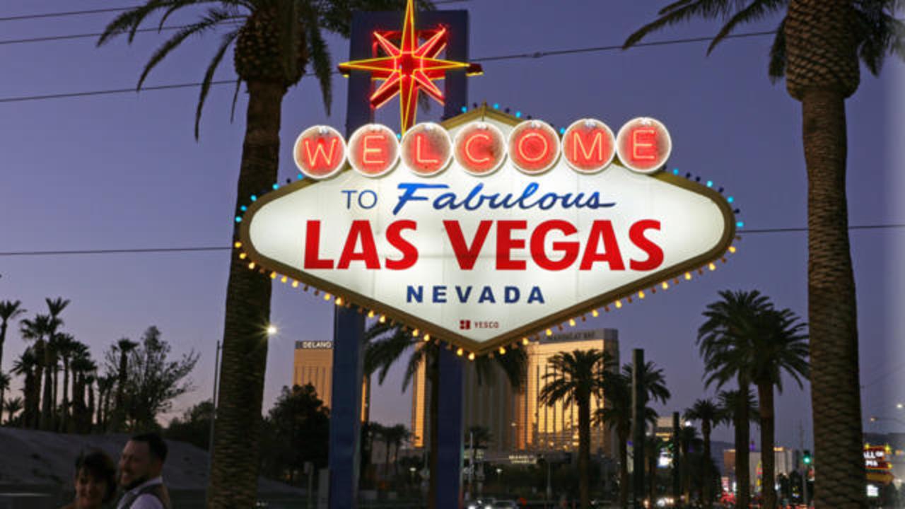 The Welcome to Las Vegas sign; archive photograph.