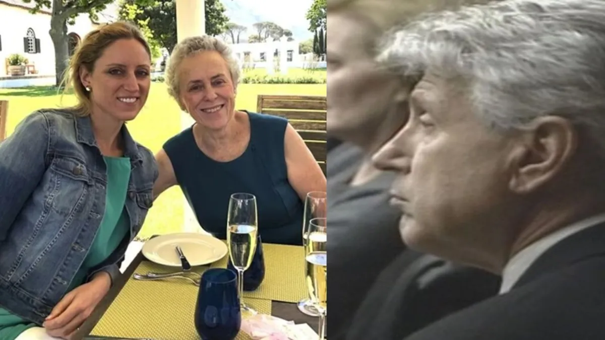 Dr Merle Berger photographed in a suit as he attends a conference / Carolyn Bester to the left, pictured beside her mother, Sarah, as they enjoy brunch at a restaurant