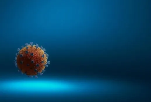 pandemic concept showing a cell with blue background