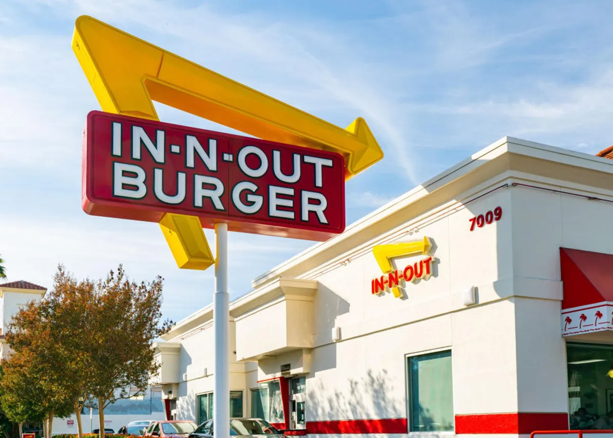 General view of the In-N-Out Burger on Sunset Blvd in Hollywood, California